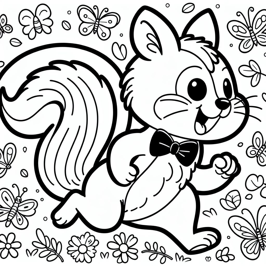 Fliegender Freund - Tags: Eichhörnchen, Ausmalbild, Schmetterlinge, Farben, Waldabenteuer