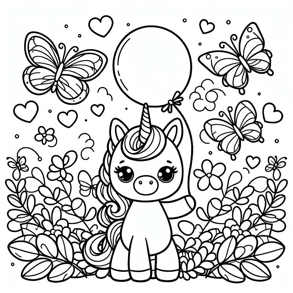 Tauche ein in die märchenhafte Welt der Einhörner, wo Magie und Abenteuer auf dich warten! In dieser zauberhaften Ausmalzeichnung siehst du ein fröhliches Einhorn, das freudig einen bunten Ballon in seiner Hufe hält. Das Einhorn lächelt dir entgegen, als ob es dich in seine magische Welt voller Wunder einladen möchte. Neben ihm flattern farbenfrohe Schmetterlinge, die Geschichten von Regenbögen und fernen Wäldern erzählen.
Stell dir vor, das Einhorn lebt in einem geheimnisvollen Wald, wo die Bäume im sanften Licht des Regenbogens glitzern und die Luft vor Magie nur so knistert. Sein funkelndes Horn ist wie ein Stern, der den Weg durch die Tiefen des Zauberwaldes weist. Hier, wo Freundschaft zwischen allen Lebewesen regiert, kannst du mit ihm spielen und deine kühnsten Träume gestalten.
Die klaren schwarzen Linien dieses Ausmalbilds sind deine Einladung, dieser fantastischen Szene Farbe zu verleihen. Lass deiner Fantasie freien Lauf und füll das Bild mit den Farben, die du dir in deinem Herzen ausmalst. Worauf wartest du noch? Gib dem Einhorn und seinen Freunden die Farbenpracht, die sie verdienen!