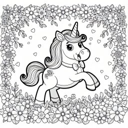 Lustiges Blütenhorn – Tags: Einhörner, Ausmalspaß, Magisch, Kinder, Kreativität
