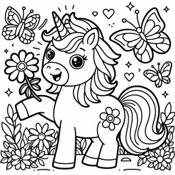 Aufgeregtes Blütenhorn – #Einhorn #Ausmalbild #Kreativität #Kinder #MagischeWelt