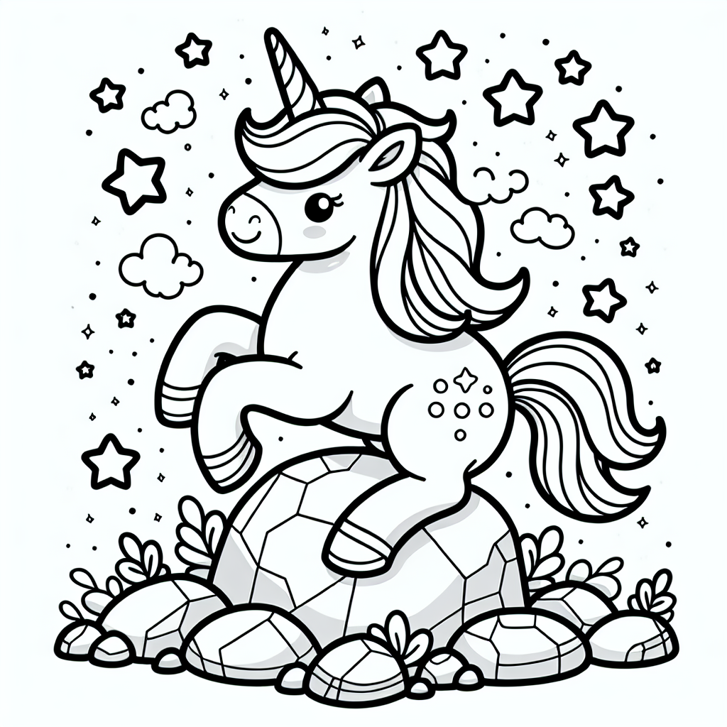 Tauche ein in die magische Welt der Einhörner! Hier wartet ein zauberhaftes Bild darauf, von dir ausgemalt zu werden. Stell dir vor, ein fröhliches Einhorn sitzt auf einem Felsen mitten in einem verwunschenen Wald. Umgeben von funkelnden, kleinen Sternen, strahlt das Einhorn voller Magie. Sein prächtiges Horn glitzert im Schein des Mondlichts und wartet darauf, in den schönsten Farben zum Leben erweckt zu werden. Vielleicht möchtest du einen Regenbogen hinzufügen, der sich über den Sternenhimmel spannt? Und wer weiß, vielleicht versteckt sich irgendwo im Bild ein kleiner Freund des Einhorns, der ebenso ausgemalt werden möchte!
Lass deiner Fantasie freien Lauf und nutze die klaren, schwarzen Linien, um das Einhorn in den Farben deiner Wahl erstrahlen zu lassen. Denk daran, dass in der Welt der Einhörner alles möglich ist, und es keine falschen Farben gibt. Denn in dieser magischen Welt zählen vor allem Freundschaft und Kreativität!
Mini-Quiz:
1. Wo sitzt das Einhorn im Bild?
2. Was umgibt das Einhorn, das funkelt?
3. Welches besondere Körperteil hat das Einhorn, das glitzert?