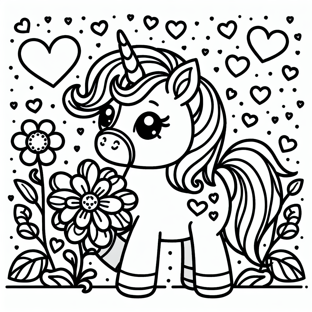 Heißt alle kleinen Künstler willkommen zu unserem magischen Ausmalabenteuer! Heute haben wir ein zauberhaftes Einhorn, das darauf wartet, von euch in bunten Farben erstrahlt zu werden. Das Einhorn hält eine niedliche Blume in seinem Mund und wird von fröhlichen kleinen Herzen umgeben - so süß, dass man direkt lächeln muss!
Das Bild ist im Comic-Stil gezeichnet, mit dicken schwarzen Outlines, die perfekt für kleine Kinderhände sind. So wird das Ausmalen kinderleicht! Unsere Leinwand ist ganz in Weiß gehalten, damit ihr euch voll und ganz auf das bunte Vergnügen konzentrieren könnt. Vergesst nicht, dem Einhorns Horn einen besonders glitzernden Farbton zu geben - schließlich steckt darin die ganze Magie!
Hier ein paar Tipps: Verleiht dem Einhorn eine schillernde Mähne in den Farben des Regenbogens. Vielleicht versteckt sich hinter den Herzen ein geheimnisvoller Wald voller Abenteuer? Lasst eurer Fantasie freien Lauf und kreiert mit euren Lieblingsfarben eine Welt voller Freundschaft und Fantasie!
Also ran an die Stifte, und zeigt uns eure magischen Kunstwerke!