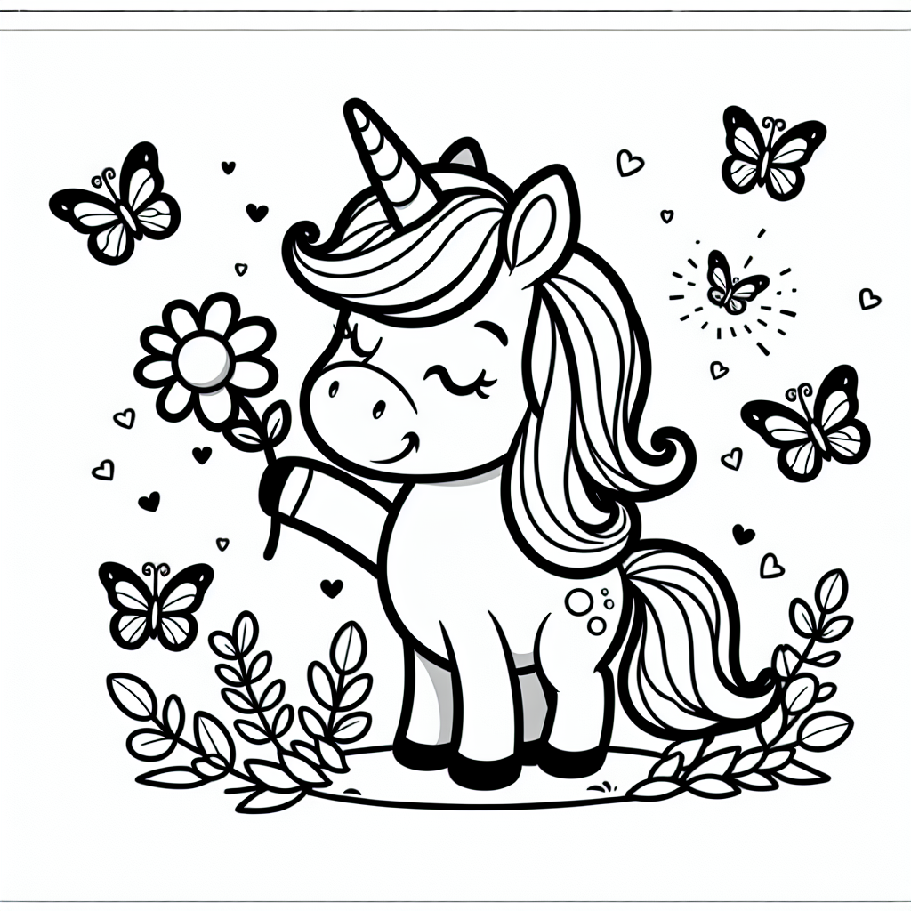 Tauche ein in die magische Welt der Einhörner! Hier wartet ein fröhliches Einhorn auf dich, das eine Blume hält und von tanzenden Schmetterlingen umgeben ist. Einhörner sind geheimnisvolle, majestätische Wesen, die oft in Märchen und Geschichten vorkommen. Sie besitzen ein wunderschönes, spiralförmiges Horn auf der Stirn, das magische Kräfte haben soll. In vielen Geschichten sagt man, dass Einhörner Glück und Freundschaft bringen.
Stell dir vor, wie das Einhorn durch einen verzauberten Wald galoppiert. Vielleicht trägt es auf seinem Rücken den Regenbogen, der den Himmel in leuchtenden Farben erstrahlen lässt. Du kannst die klaren schwarzen Linien benutzen, um das Bild mit deinen Lieblingsfarben zum Leben zu erwecken. Male das Einhorn in strahlenden Weiß- oder Pastelltönen aus, um seine Magie zu zeigen. Lass deiner Fantasie freien Lauf, wenn du die Blume und Schmetterlinge verzierst, und bringe den Regenbogen in all seinen Farben zum Leuchten.
Wusstest du, dass Einhörner oft als Symbole für Reinheit und Sanftmut angesehen werden? Also schnapp dir deine Buntstifte und mach dich bereit für ein farbenfrohes Abenteuer in der Welt der Einhörner!