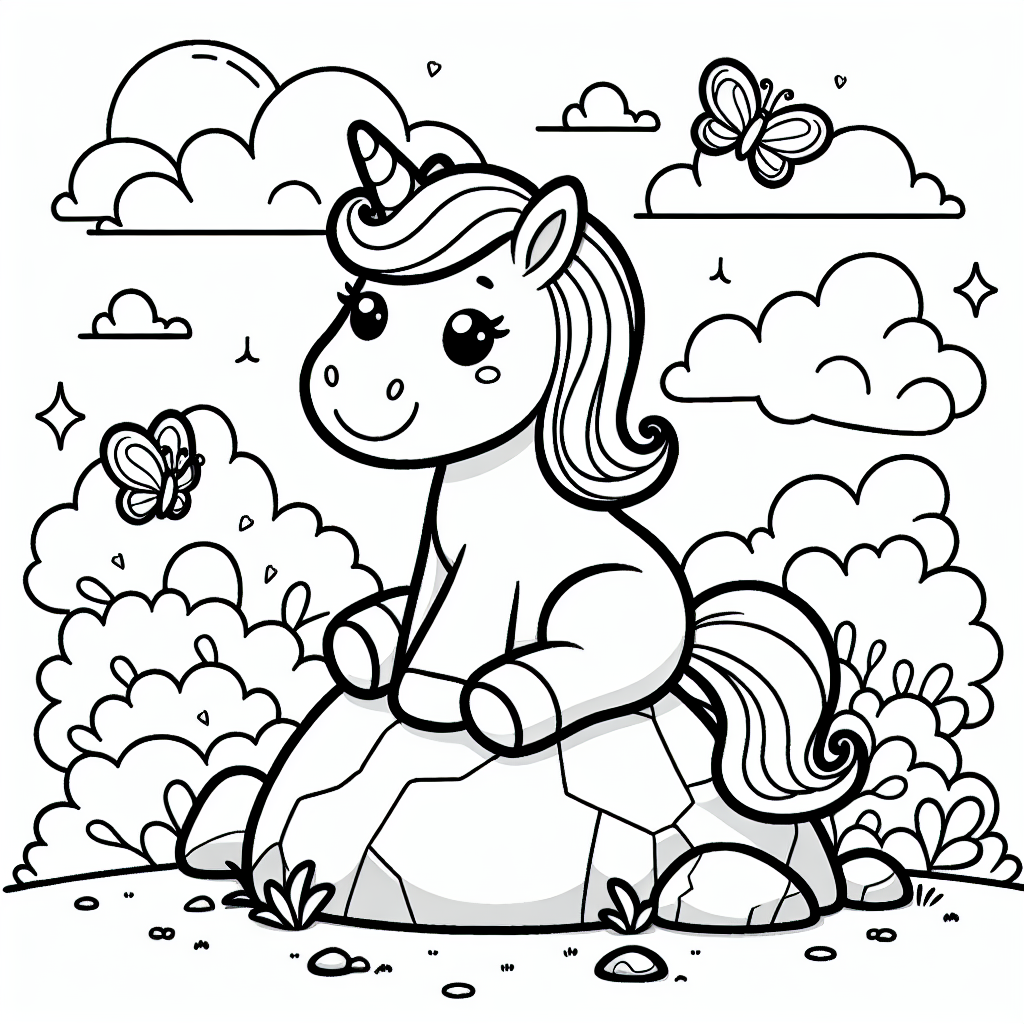 Bereit für eine magische Reise in die Welt der Einhörner? Unser fröhliches Ausmalbild wartet darauf, von dir zum Leben erweckt zu werden! Dieses bezaubernde Einhorn sitzt glücklich auf einem Felsen, seine glitzernde Mähne weht leicht im Wind, während bunte Schmetterlinge fröhlich um es herum tanzen. Es ist ein echter Hingucker und ideal für alle Einhorn-Fans!
Lass deiner Fantasie freien Lauf und male das Einhorn in deinen Lieblingsfarben aus. Vielleicht möchtest du sein Horn in einem schimmernden Gold oder Silber erstrahlen lassen, um seine magische Kraft zu betonen. Und wie wäre es mit einem bunten Regenbogen im Hintergrund? Das wäre ein toller Kontrast zum Grün des magischen Waldes, der das Einhorn umgibt.
Vergiss nicht, die Schmetterlinge in verschiedenen Farben auszumalen, denn sie sind die besten Freunde des Einhorns und lieben es, bunt zu sein! Dieses Bild bietet grenzenlose Möglichkeiten für kreative kleine Künstler, die Spaß daran haben, die Welt der Fantasie bunt zu gestalten. Schnapp dir deine Stifte und leg los - die Magie der Einhörner wartet auf dich!