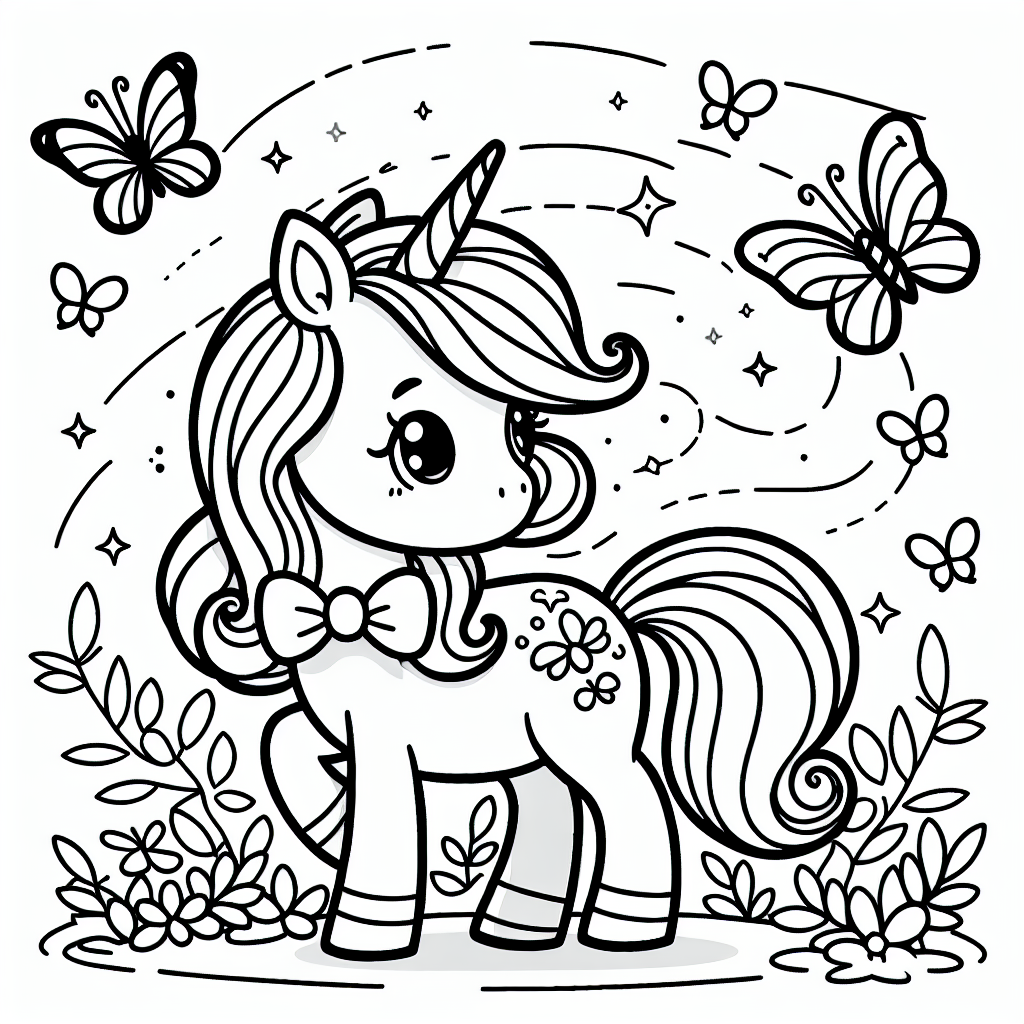 Tauche ein in die magische Welt der Einhörner mit unserem bezaubernden Ausmalbild! Hier wartet ein neugieriges Einhorn mit einer frechen kleinen Fliege auf seiner Nase darauf, von dir in ein Farbwunder verwandelt zu werden. Umgeben von flatternden Schmetterlingen, lädt dieses Bild dich ein, deiner Fantasie freien Lauf zu lassen. Vielleicht zauberst du aus dem Horn des Einhorns einen bunten Regenbogen oder bringst die Schmetterlinge mit leuchtenden Farben zum Flattern!
Die klaren schwarzen Umrisse helfen dir, die Konturen einzuhalten, während du das Einhorn und seine magischen Freunde zum Leben erweckst. Wie wäre es, wenn du den Hintergrund in einen verzauberten Wald verwandelst? Füge schimmernde Gräser und leuchtende Blumen hinzu - deine Kreativität kennt keine Grenzen!
Vergiss nicht, dass auch die kleinen Details großartige Möglichkeiten bieten, um deiner Vorstellungskraft Ausdruck zu verleihen. Lasse deiner Kreativität freien Lauf und erschaffe ein Kunstwerk voller Magie und Freundschaft, das nur du dir ausdenken kannst!