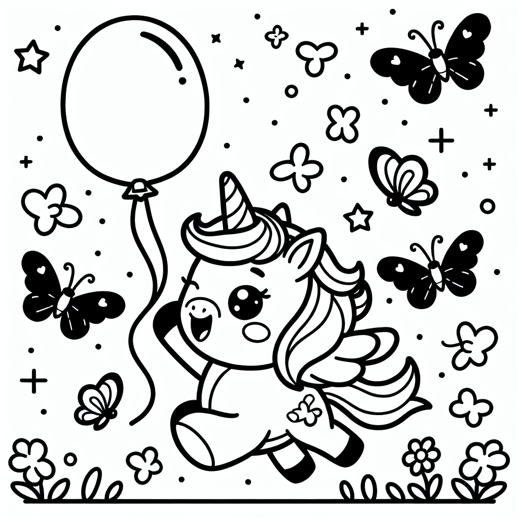 Tauche ein in die magische Welt der farbenfrohen Fantasie mit unserem freudigen Einhorn-Ausmalbild! Dieses fröhliche Einhorn hält einen schwebenden Ballon, der perfekt zum Ausmalen ist, während bezaubernde Schmetterlinge fröhlich umherfliegen. Mit dicken, glatten Linien wird das Ausmalen zum Kinderspiel, und du kannst deiner Kreativität freien Lauf lassen!
Stell dir vor, wie das Einhorn durch einen zauberhaften Regenbogen-Wald galoppiert, wo sich die Farben des Regenbogens in seinem schimmernden Horn spiegeln. Benutze leuchtende Farben, um die Magie dieser Szene zum Leben zu erwecken. Vielleicht möchtest du das Einhorn in deinem Lieblingspastell anmalen oder ihm eine glitzernde Mähne in allen Regenbogenfarben zaubern. Die Schmetterlinge freuen sich ebenfalls über bunte Flügel - eine tolle Gelegenheit, deiner Fantasie freien Lauf zu lassen!
Denk daran, dass Freundschaft, Magie und Regenbögen immer zusammengehören, wenn es um Einhörner geht. Vielleicht kannst du auch ein kleines Märchen erzählen, während du ausmalst, und das Bild zum Leben erwecken. Also schnapp dir deine buntesten Stifte und lass die Farben tanzen!