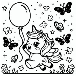 Freudenschimmerflügel – Tags: Einhorn, Ausmalbild, Magie, Regenbogen, Freundschaft, Schmetterlinge.