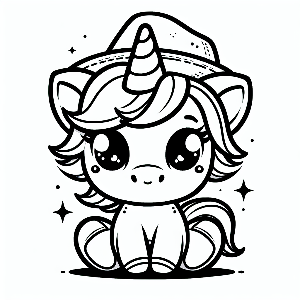 Tauche ein in die zauberhafte Welt der Einhörner! Auf diesem besonderen Ausmalbild siehst du ein neugieriges Einhorn, das fröhlich einen lustigen Hut trägt. Seine strahlenden Augen scheinen voller Abenteuerlust, während das Einhorn mit seinen kleinen, freundlichen Zauberwesen im Wald spaziert. Umrandet von klaren, schwarzen Linien kann dieses Bild von kleinen Künstlern leicht ausgemalt werden und bietet viel Raum für kreative Fantasie.

Eltern können die kreative Entwicklung ihrer Kinder fördern, indem sie sie dazu ermutigen, mit verschiedenen Farben zu experimentieren. Wie wäre es, das Einhorn in Regenbogenfarben zu gestalten, um seine Magie und Freundschaft mit den Waldwesen auszudrücken? Lassen Sie Ihr Kind überlegen, welche Farben der Hut und das Horn haben könnten - vielleicht inspiriert von einem bunten Regenbogen nach einem Sommerregen. Die Wahl der Farben und das Ausmalen der feinen Details stärken die Feinmotorik und regen die Vorstellungskraft an.

Während Ihr Kind kreativ wird, können Sie gemeinsam Geschichten über das Einhorn und seine Abenteuer im Wald erfinden. Welche magischen Freunde begegnet es und welche zauberhaften Abenteuer erlebt es? Das gemeinsame Geschichtenerzählen fördert die Sprachentwicklung und macht großen Spaß.