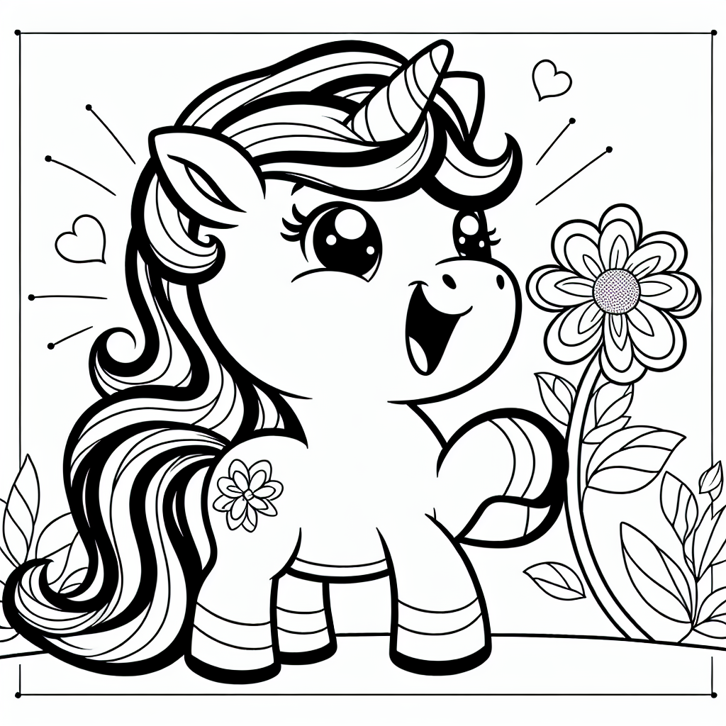 Willkommen in der zauberhaften Welt der Einhörner! Bereit für ein farbenfrohes Abenteuer? Hier wartet ein fröhliches Einhorn auf dich, das eine strahlend schöne Blume in seinem Maul hält. Mit seinen klaren, schwarzen Umrissen lädt es dich ein, deinem kreativen Zauber freien Lauf zu lassen. Möchtest du, dass sein Horn in allen Regenbogenfarben leuchtet? Oder soll seine Mähne die Farben einer magischen Waldlichtung widerspiegeln?
Ein kleiner Tipp: Verwende Glitzerstifte, um dem Horn deines Einhorns einen besonderen, funkelnden Touch zu verleihen! Stell dir vor, dieses Einhorn galoppiert durch einen verzauberten Wald, während es magische Freundschaften mit anderen Einhornfreunden schließt. Vielleicht kannst du die Blume in seiner Schnauze in deinen Lieblingsfarben erblühen lassen und so eine eigene Geschichte entwickeln.
Deine Vorstellungskraft kennt keine Grenzen - erschaffe ein Bild, das vor Magie nur so sprüht und teile es mit deinen Freunden! Lass dein Einhorn die Welt erstrahlen und zu einem wundervollen, farbenfrohen Ort werden.