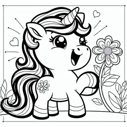 Frechblumenhorn – Tags: Einhorn, Magie, Regenbogen, Freundschaft, Wald.