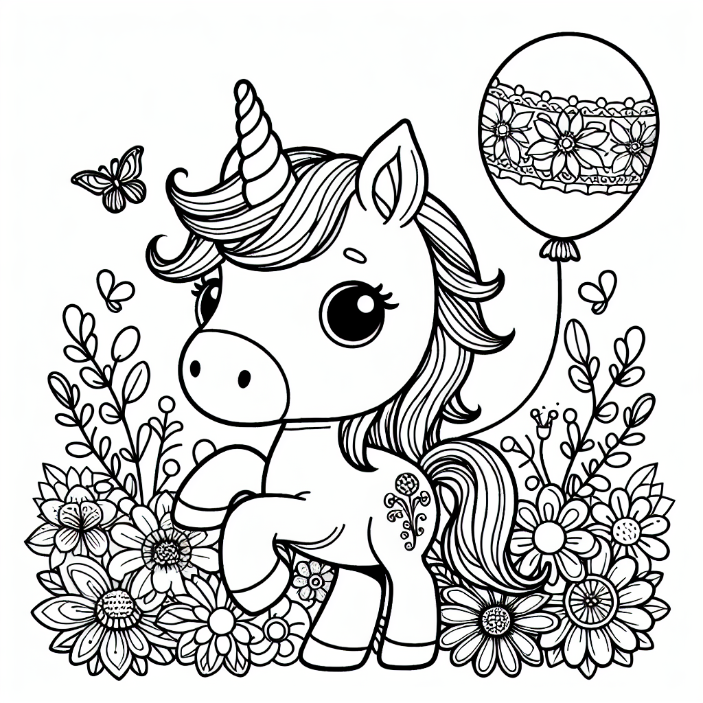 Tauche ein in die magische Welt der Einhörner und entdecke die zauberhafte Szene, die darauf wartet, von dir zum Leben erweckt zu werden! Vor dir befindet sich ein neugieriges Einhorn, das in einem Rahmen aus wunderschönen Blumen thront. Es hält einen schimmernden Luftballon, der förmlich darum bittet, in den schillerndsten Farben erstrahlen zu dürfen. Die dicken, schwarzen Linien geben dir die Freiheit, deiner Kreativität freien Lauf zu lassen, ohne dich um Schattierungen oder komplizierte Muster sorgen zu müssen.
Während dein Kind das Bild ausmalt, kannst du als Elternteil die Gelegenheit nutzen, um über die Magie der Einhörner zu sprechen. Erzähl Geschichten darüber, wie Einhörner in einem geheimnisvollen Wald unter dem Regenbogen leben und wie sie mit ihren einzigartigen Hörnern Freundschaft und Wunder verbreiten. Fördere die Vorstellungskraft deines Kindes, indem du es ermutigst, seine eigene Geschichte über das Einhorn und den Luftballon zu erfinden.
Ermutige dazu, verschiedene Farben auszuprobieren und alles von himmelblauen Blumen bis zu einem Regenbogen-Luftballon in Betracht zu ziehen. Dies wird nicht nur die kreativen Fähigkeiten deines Kindes fördern, sondern auch seine Feinmotorik und Farberkennung verbessern.
