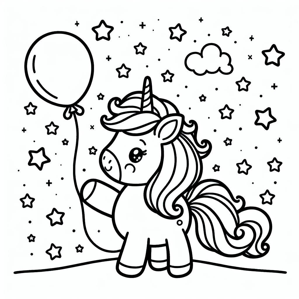 Tauche ein in eine magische Welt, in der Träume wahr werden und die Fantasie Flügel bekommt! Vor dir erstrahlt ein zauberhaftes Ausmalbild, das ein Einhorn in seiner ganzen Pracht zeigt. Das anmutige Wesen steht stolz vor dir, sein glänzendes Horn erhebt sich majestätisch in den Himmel. Umgeben von einem bunten Ballon und funkelnden Sternen, lädt das Einhorn dich ein, mit ihm in eine bunte Traumwelt zu reisen. Stell dir vor, wie es durch einen geheimnisvollen Wald galoppiert, begleitet von einem Regenbogen, der sich über den Himmel erstreckt und den Boden in ein Meer aus Farben taucht.
Jeder Pinselstrich, den du setzt, erweckt die Szene zum Leben. Lass dich von der Magie mitreißen und gestalte das Einhorn so farbenfroh, wie es deine Fantasie erlaubt. Vielleicht trägst du Farben der Freundschaft auf seinen Schweif auf, oder seine Mähne leuchtet in den Farben der Hoffnung. Was auch immer du wählst, jedes Detail ist ein Ausdruck deiner kreativen Seele.
Dieses Ausmalbild ist nicht nur eine Einladung zum Träumen, sondern auch eine Erinnerung daran, dass mit ein wenig Farbe und Fantasie alles möglich ist. Bereit, das Abenteuer zu beginnen?