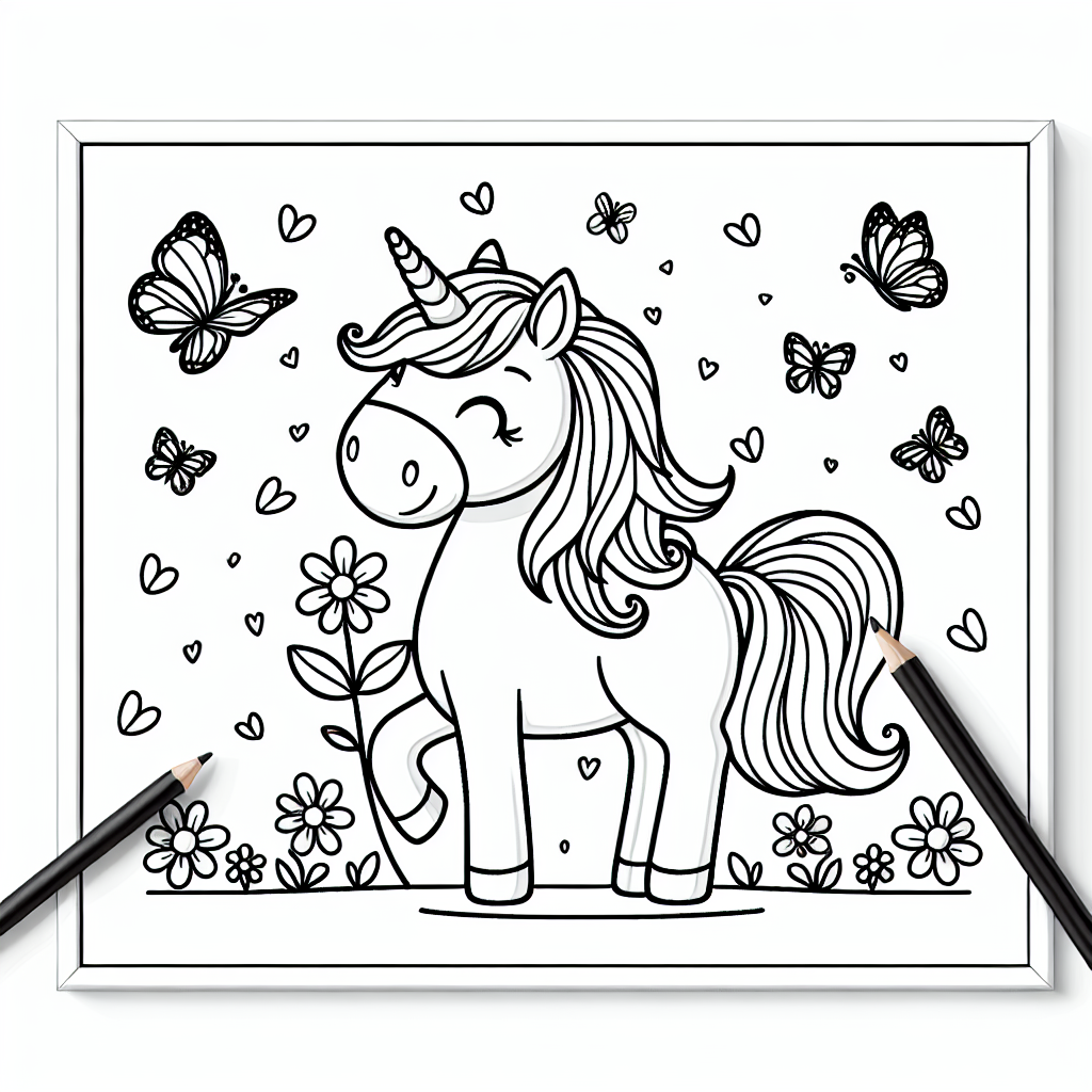 Einhörner sind magische Wesen, die in den geheimnisvollen Wäldern leben und für ihre bunten Regenbögen und zauberhaften Hörner bekannt sind. Stell dir unser glückliches Einhorn vor, das eine Blume hält und von tanzenden Schmetterlingen umgeben ist. Das Einhorn ist ein Symbol für Freundschaft und Freude und teilt seine magische Welt gerne mit anderen.
Das Horn des Einhorns ist nicht nur ein besonderes Merkmal, sondern auch Quelle seiner Zauberkraft. Es wird gesagt, dass es mit einem einzigen Berühren ganze Wälder erblühen lassen kann! Die Schmetterlinge, die das Einhorn umgeben, sind seine Freunde und helfen ihm, Magie in die Welt zu bringen, wo immer sie hingehen.
Unsere Ausmalzeichnung bietet dir die Möglichkeit, deine Kreativität zu entfalten. Kannst du dir vorstellen, wie das Einhorn in allen Farben des Regenbogens leuchtet? Verwende deine liebsten Farben, um das Bild zum Leben zu erwecken. Schau zu, wie die klaren Linien dein Bild in eine farbenfrohe, magische Szene verwandeln. Viel Spaß beim Ausmalen!