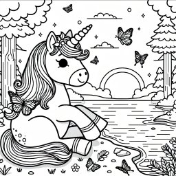 Einhorn am Ufer - Einhörner, Magie, Freundschaft, Sommerabend, Seeufer