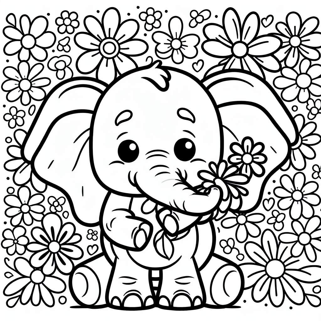 Tanzender Rüsselfreund - Tags: Elefanten, Ausmalbild, Kinder, Kreativität, Afrikanische Tiere