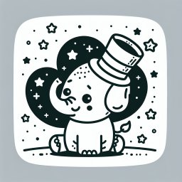 verspielter Sternträger – Tags: Elefant, Rüssel, Afrika, Ausmalen, Kinderkunst.