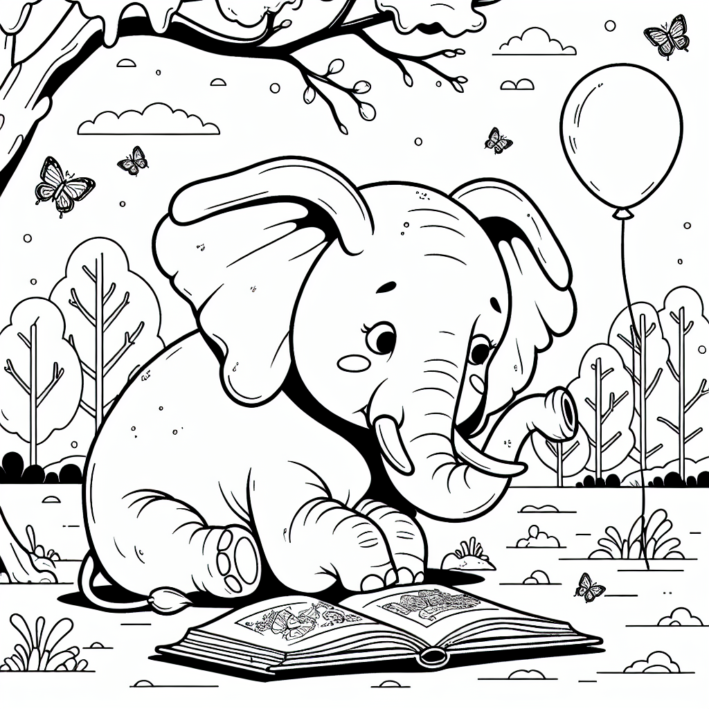 Elefanten mit Bücherzauber - Elefant, Parknachmittag, Buchlesen, Winterballon, Schmetterlingsfreunde