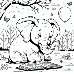 Elefanten mit Bücherzauber - Elefant, Parknachmittag, Buchlesen, Winterballon, Schmetterlingsfreunde