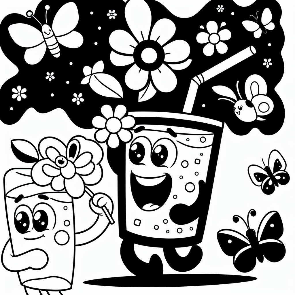 Um dieses fröhliche Ausmalbild zum Leben zu erwecken, starte mit dem Hauptmotiv: dem fröhlichen Essen & Trinken, das eine Blume hält. Du könntest die Blume in leuchtenden Farben wie Gelb, Rot oder Pink gestalten, damit sie ein echter Hingucker wird. Für das Essen und Trinken selbst, wähle spielerische Farben. Vielleicht ein Erdbeer-Milchshake in Rosa mit Sahnehäubchen oder ein lustiger Hamburger mit knallgrünem Salat und saftig roten Tomaten.
Die umgebenden Schmetterlinge bieten eine wunderbare Möglichkeit, alle Farben des Regenbogens einzufangen. Experimentiere mit verschiedenen Farbschemata, indem du jeden Schmetterling in einer anderen Farbpalette anmalst. Verwende Glitzer-Gelstifte, um den Schmetterlingsflügeln einen funkelnden Effekt zu verleihen.
Vergiss den Hintergrund nicht! Ein sanfter Himmelsblau-Ton oder eine Wiese in sattem Grün könnte das Gesamtbild abrunden. Du könntest auch kleine Details wie ein paar Wolken oder zusätzliche Blumen hinzufügen. Lass deiner Kreativität freien Lauf und experimentiere mit verschiedenen Farbtönen, um ein einzigartiges Kunstwerk zu erschaffen.