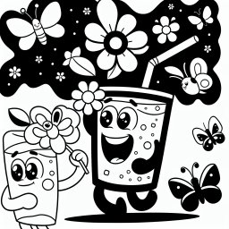 Heitere Speisen – Tags: #EssenUndTrinken, #Ausmalbild, #Schmetterlinge, #Kreativität, #KinderKunst