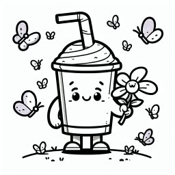 Lustige Gaumenfreude – Tags: #Ausmalbild #EssenUndTrinken #Schmetterlinge #Kreativität #Kinderkunst