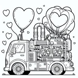 Herzlicher Ballonbus – Tags: Fahrzeuge, Ausmalbild, Kinder, Spaß, Kreativität.