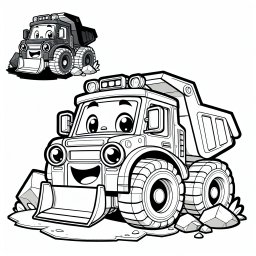 Aufgeregtes Felsenmobil – Tags: Ausmalbild, Fahrzeuge, Abenteuer, Kreativität, Kinder