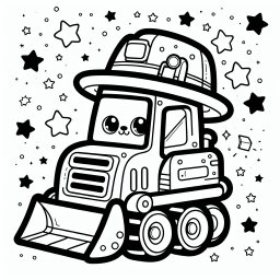 Neugieriger Mobilstern – Tags: Fahrzeuge, Maschinen, Ausmalspaß, Kreativität, Fahrspaß