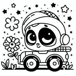 Lustiger Blütenwagen – Tags: #Abenteuer #Fahrspaß #CartoonFahrzeug #Werkstatt #Freundschaft