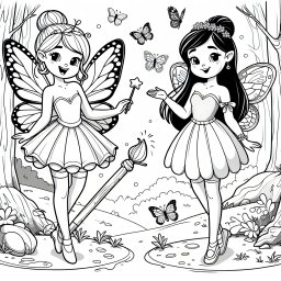 Funkelnde Flügelfee - Fee, Flügel, Zauberstab, Glitzer, Wald, Blumen, Schmetterlinge