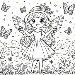 Fröhliche Fee im Morgenlicht - Fee, Flügel, Schmetterlinge, Hügel, Herbstmorgen, Blumenhut