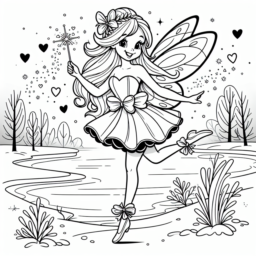 Fliegende Fee im Morgentanz - Fee, Zauberstab, Flügel, Winterwald, Glitzerfunken