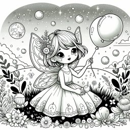 Feenfrohsinn im Abendlicht - Fee, Ballon, Wiese, Sommerabend, Blumen, Flügel, Abenddämmerung