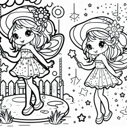 Funkelnde Fee auf Spielplatz - Fee, Flügel, Zauberstab, Blumen, Spielplatz, Sommer, Abenddämmerung