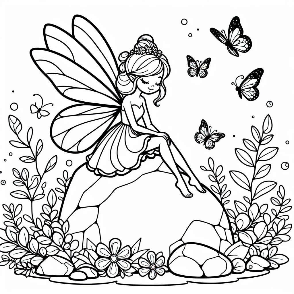 Verträumte Schmetterlingsfee - #Magie #Feen #Schmetterlinge #Fantasie #Ausmalbild