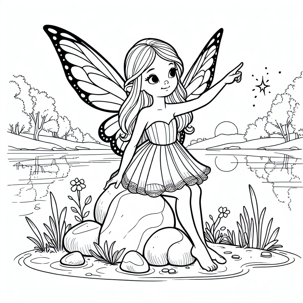 Fee mit Flügeln - Fee am Seeufer, Zauberstein entdecken, Wunschgeheimnis im Frühling