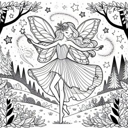 Zauberhafte Waldfee tanzt - Fee, Flügel, Zauberwald, Herbst, Tanz, Zauberstab, Sterne