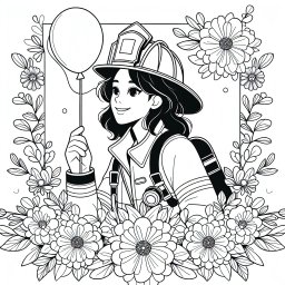 freundliche Retterin – #Feuerwehrfrau, #Ausmalbild, #Kreativität, #FarbenfroherSpaß, #Kinderaktivität