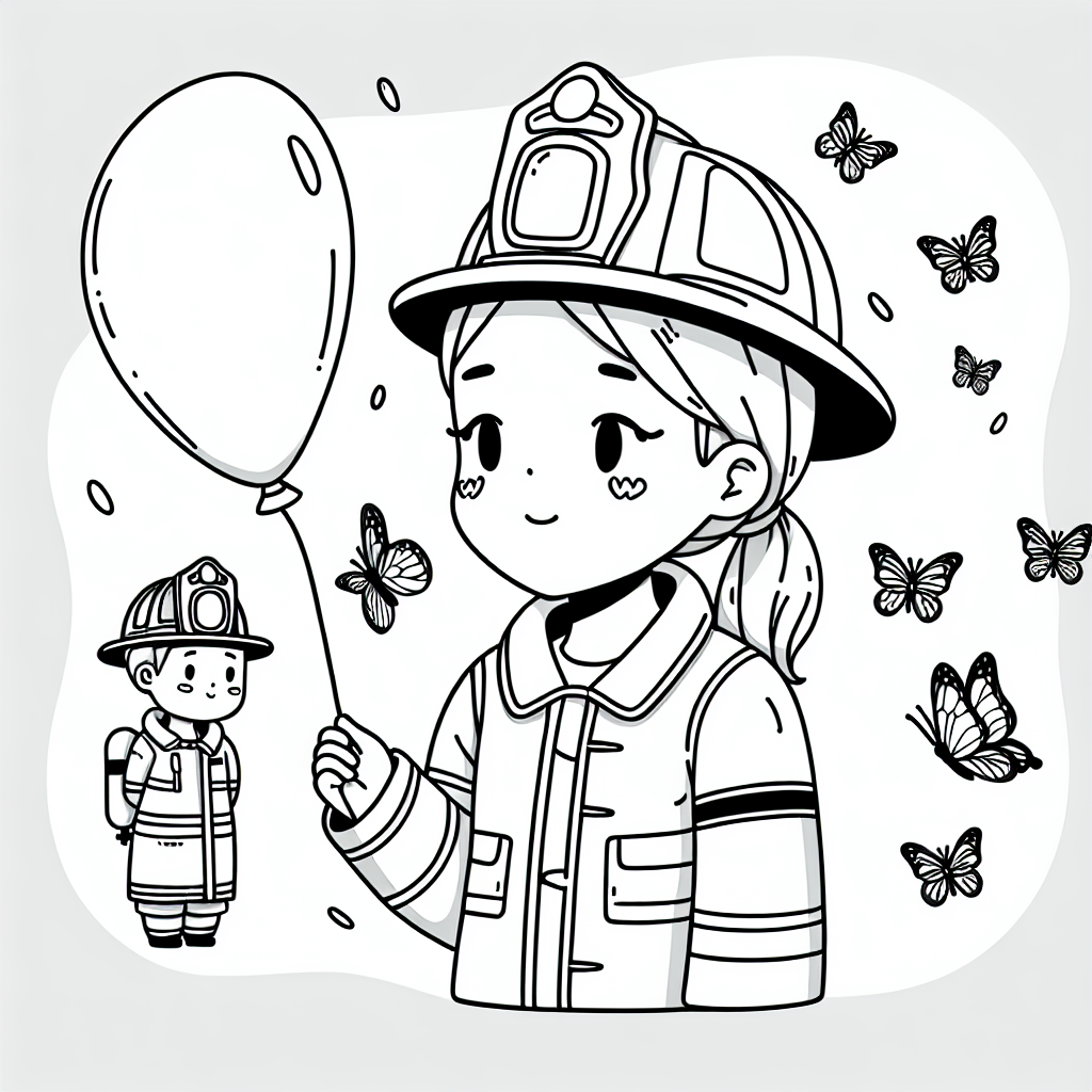 Hast du jemals gesehen, wie eine Feuerwehrfrau nach einem aufregenden Tag voller Abenteuer mit einem Lächeln im Gesicht einen Luftballon hält? Auf diesem fantastischen Ausmalbild kannst du genau das erleben! Unsere coole Feuerwehrfrau steht ganz entspannt da, während sie einen bunten Ballon festhält, der voller verspielter Schmetterlinge ist. Stell dir all die Farben vor, die du zum Leben erwecken kannst!
Die klaren, fettgedruckten Linien machen es super einfach, in den Linien zu bleiben - perfekt für kleine Künstlerinnen und Künstler, die gerne kreativ werden. Wie wäre es, wenn du der Feuerwehrfrau eine leuchtend rote Uniform gibst? Oder vielleicht eine blaue, um das Feuer zu bekämpfen? Und die Schmetterlinge? Sie können in allen Farben des Regenbogens tanzen!
Vergiss nicht, dem Himmel im Hintergrund ein wenig Farbe zu verleihen. Vielleicht ein sanftes Blau oder ein wunderschöner Sonnenuntergang? Die Möglichkeiten sind endlos! Also, schnapp dir deine Buntstifte oder Filzstifte und tauche ein in die bunte Welt der Feuerwehr. Viel Spaß beim Ausmalen!
