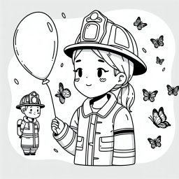 schmetterlingsfrau – Tags: Feuerwehrfrau, Ausmalbild, Schmetterlinge, Kreativwerden, Luftballon