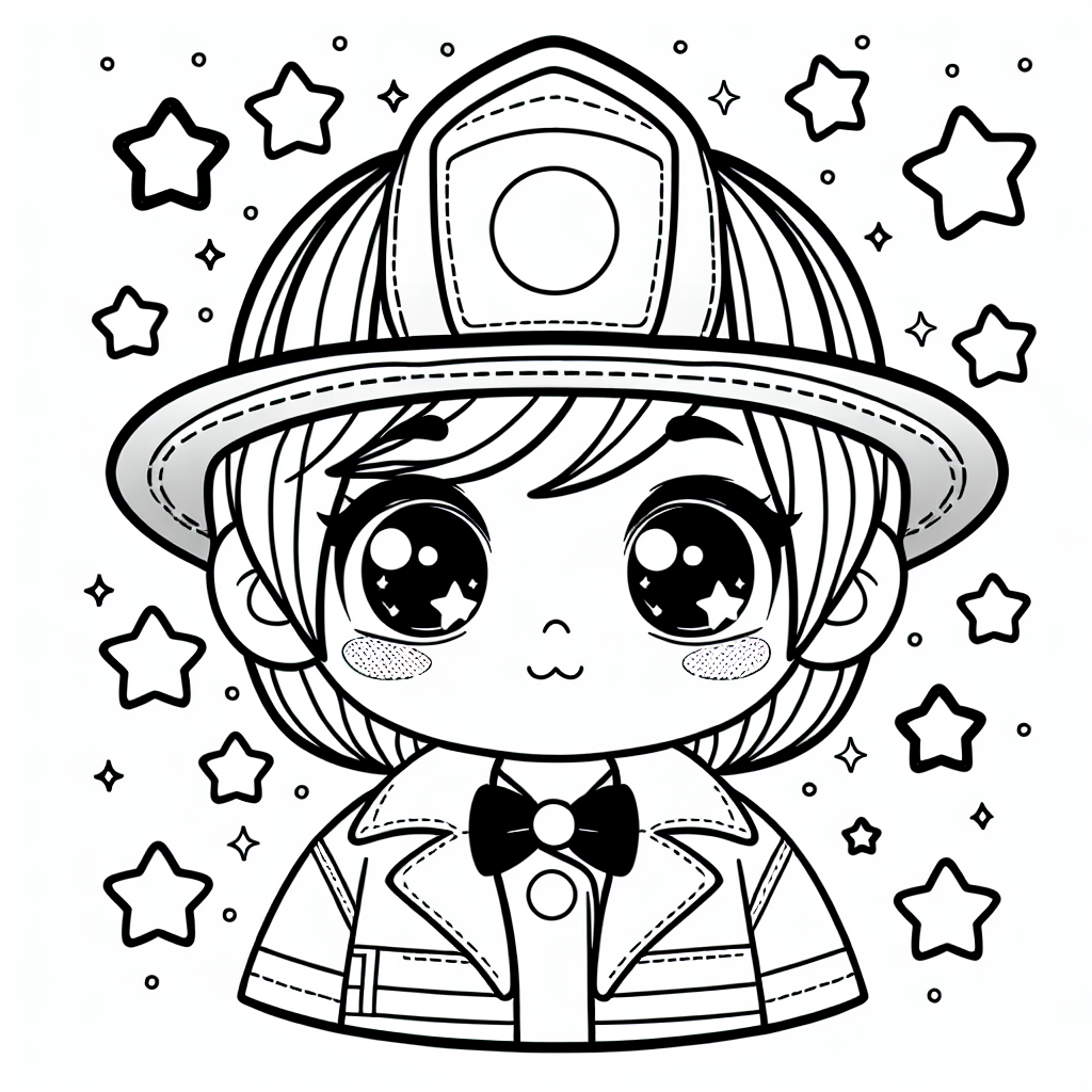 Um das Bild der neugierigen Feuerwehrfrau mit Fliege besonders schön zu gestalten, kannst du deiner Kreativität freien Lauf lassen! Beginne mit der Uniform der Feuerwehrfrau. Verwende ein kräftiges Rot für die Jacke und einen leuchtenden Gelbton für die reflektierenden Streifen. Die Feuerwehrhelme kannst du in klassischem Schwarz oder mit einem Hauch von Gold glänzend bemalen, um der Figur einen heldenhaften Look zu verleihen. Für die Fliege kannst du ein auffälliges Muster kreieren, indem du abwechselnd bunte Farben wie Blau, Pink und Grün wählst.
Die Sterne um die Feuerwehrfrau bieten eine wunderbare Gelegenheit, mit Glitzerstiften oder metallic Farben zu arbeiten. Verwandle sie in schimmernde Galaxien, die das Bild zum Strahlen bringen. Der Hintergrund kann mit sanften Blautönen gefüllt werden, um ein Gefühl von Weite und Nacht zu erzeugen, oder du entscheidest dich für ein helles Himmelblau, um einen fröhlichen Tageshintergrund darzustellen.
Ermutige Kinder, die Feuerwehrfrau mit einem freundlichen Gesichtsausdruck zu verzieren, indem sie die Augen und den Mund lebendig und fröhlich gestalten. Schließlich kannst du das Bild mit einem Rahmen aus bunten Punkten oder kleinen Flammenmustern abschließen, um das Thema Feuerwehr aufzugreifen.
Viel Spaß beim Ausmalen!