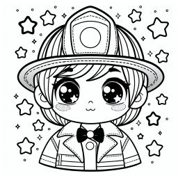Neugierige Retterin – Tags: Feuerwehrfrau, Ausmalbild, Kinder, Kreativität, Heldenhaftes-Design.