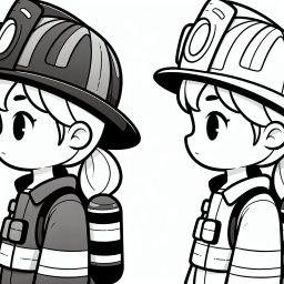 mutige löscherin – Tags: Feuerwehr, Ausmalbild, Feuerwehrfrau, Kreativität, Kinderbeschäftigung