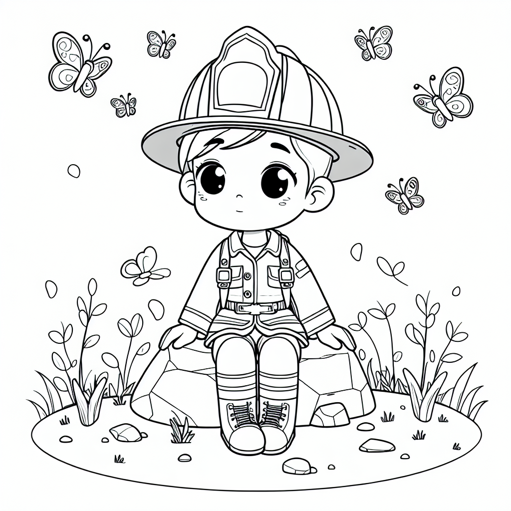 Auf unserem lustigen Ausmalbild siehst du eine neugierige Feuerwehrfrau, die auf einem großen Felsen sitzt. Sie hat ihren Helm abgenommen, damit sie die bunten Schmetterlinge besser beobachten kann, die um sie herumflattern. Die Feuerwehrfrau sieht sehr glücklich aus, denn sie liebt es, die Natur zu entdecken und neue Freunde zu finden. Mit ihrem freundlichen Lächeln wirkt sie fast wie eine Heldin aus einem Märchen!
Die Szene ist einfach gehalten, sodass du deiner Fantasie freien Lauf lassen kannst. Stell dir vor, welche Farben die Schmetterlinge haben könnten: Vielleicht leuchtend orange oder strahlend blau? Und welche Farbe hat wohl der Anzug der Feuerwehrfrau? Deiner Kreativität sind keine Grenzen gesetzt!
**Mini-Quiz:**
1. Wo sitzt die Feuerwehrfrau in der Illustration?
- a) Auf einem Felsen
- b) Auf einem Stuhl
- c) Auf einer Leiter
2. Was hat die Feuerwehrfrau abgenommen?
- a) Ihren Helm
- b) Ihre Jacke
- c) Ihre Schuhe
3. Was umgibt die Feuerwehrfrau in der Szene?
- a) Vögel
- b) Schmetterlinge
- c) Fische
Viel Spaß beim Ausmalen und Fantasieren!