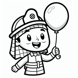 Fröhlicher Flammenfreund – #Feuerwehrmann #Luftballon #Kreativität #Kinder #Ausmalbild