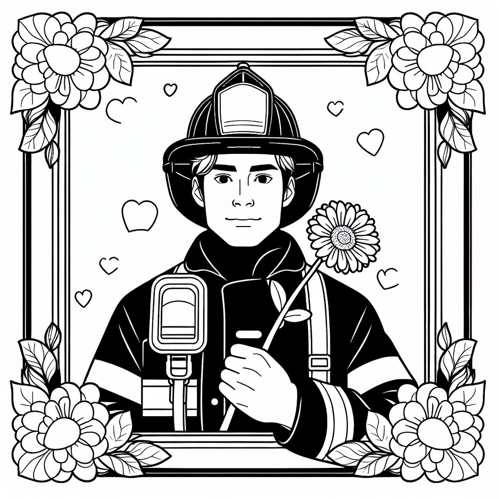 Hallo, kleine Künstler! Bereit für ein aufregendes Abenteuer mit einem ganz besonderen Feuerwehrmann? In unserem lustigen Ausmalbild siehst du einen ruhigen Feuerwehrmann, der für einmal nicht mit dem Löschen von Bränden beschäftigt ist. Stattdessen hält er eine hübsche Blume in der Hand und ist von einem bunten Blumenmeer umgeben. Diese Szene zeigt uns, dass selbst die tapfersten Helden zwischendurch eine Pause machen, um sich an den schönen Dingen des Lebens zu erfreuen.
Beim Ausmalen kannst du deiner Fantasie freien Lauf lassen! Male den Feuerwehrmann in seiner leuchtend roten Uniform, damit er bereit ist, falls der Alarm ertönt! Sein Helm könnte in einem schönen Gelb erstrahlen. Und was ist mit den Blumen? Lass sie in allen Regenbogenfarben leuchten - vielleicht findest du sogar Platz für eine Feuerwehrwagen-farbene Blume!
Den Hintergrund kannst du ebenfalls kreativ gestalten. Denk an Wolken oder vielleicht sogar einen kleinen Feuerwehrwagen, der im Hintergrund parkt. Und vergiss nicht: Die Leiter und der Feuerwehrschlauch haben bestimmt auch Platz in deinem Kunstwerk!
Viel Spaß beim Ausmalen und zeig uns, was du drauf hast!