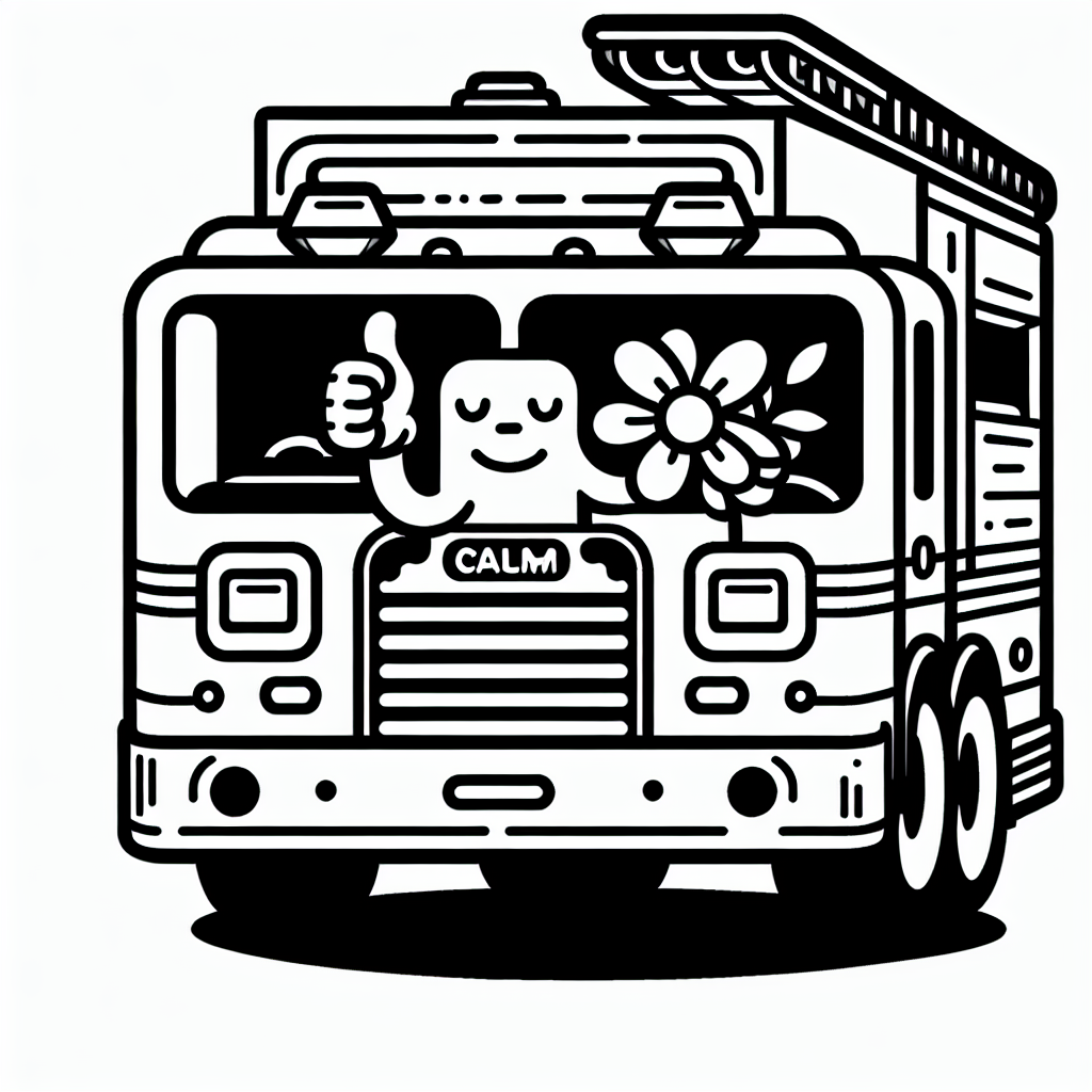 Freches Feuerwehrauto - Tags: Feuerwehrauto, Ausmalspaß, Blaulicht, Feuerwehr, Kinderkunst