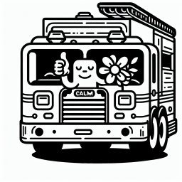 Freches Feuerwehrauto - Tags: Feuerwehrauto, Ausmalspaß, Blaulicht, Feuerwehr, Kinderkunst