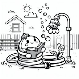 Lesender Gartenschlauch - Gartenschlauch, Malbuch, Spielplatz, Sommer, Seifenblasen