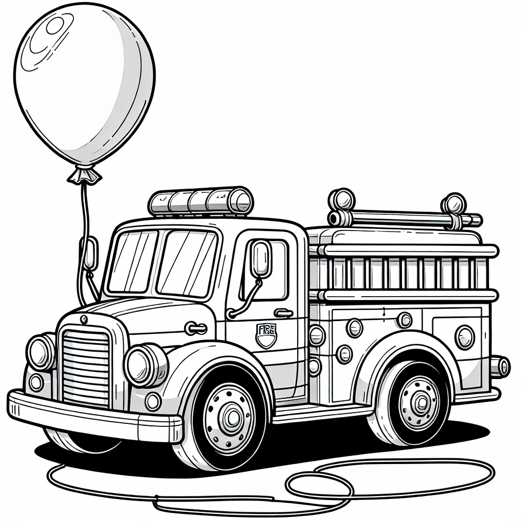 Tauche ein in die spannende Welt der Feuerwehr mit diesem einzigartigen Ausmalbild! Vor dir siehst du ein ruhiges Feuerwehrauto, das jederzeit bereit ist, seinen Einsatz zu starten. Umgeben von fröhlichen Luftballons, wartet es nur darauf, bunt von dir ausgemalt zu werden. Zu den markanten Merkmalen des Fahrzeugs gehören der lange Feuerwehrschlauch, das hell blinkende Blaulicht und die hohe Feuerwehrleiter, die selbst die höchsten Stellen erreicht. Lass deiner Kreativität freien Lauf und entscheide, welche Farben das Feuerwehrauto und die Luftballons haben sollen!
Eltern können diesen Moment nutzen, um mit ihrem Kind über die wichtigen Aufgaben der Feuerwehrleute zu sprechen. Gemeinsam könnt ihr überlegen, welche Geräusche der Sirenenton macht oder woran man einen Hydranten erkennt. Während eure Kinder malen, fördert ihr nicht nur deren Farbverständnis, sondern auch ihre Vorstellungskraft und das Wissen über wichtige Rettungsfahrzeuge. Ermutigt sie dazu, vielleicht auch eine kleine Geschichte rund um das Feuerwehrauto zu erfinden. So wird nicht nur die Feinmotorik geschult, sondern auch kreative Denkweisen angeregt.